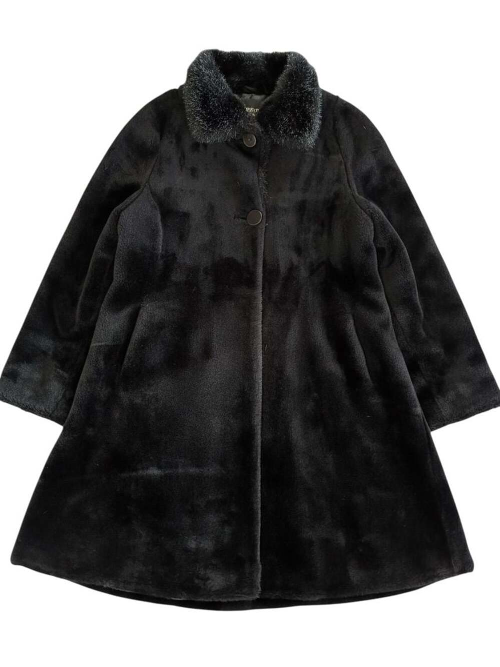 Olympia Limited Inc. Black Faux Fur Swing Coat Jacket Size Medium